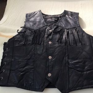 Leather vest jacket